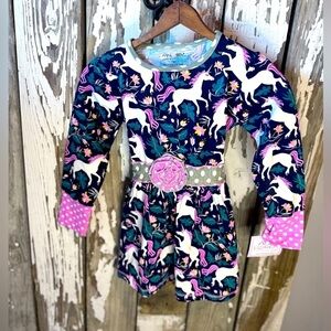 Ann Loren Unicorn Dot Pegasus Size 7-8 NWT Top/ Dress only